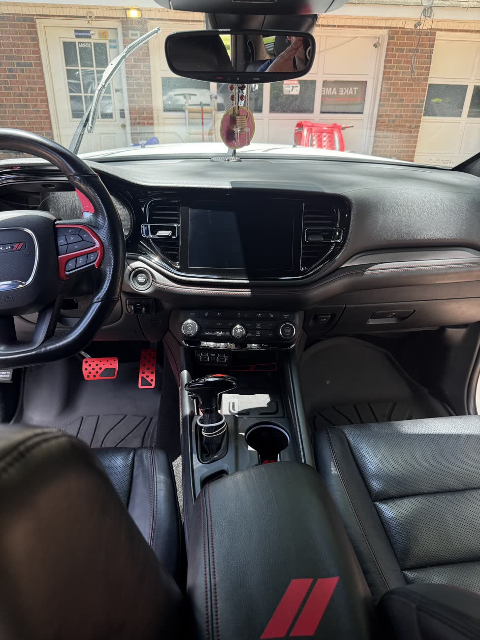 Dodge Durango R/T black leather interior with red accents after a detail