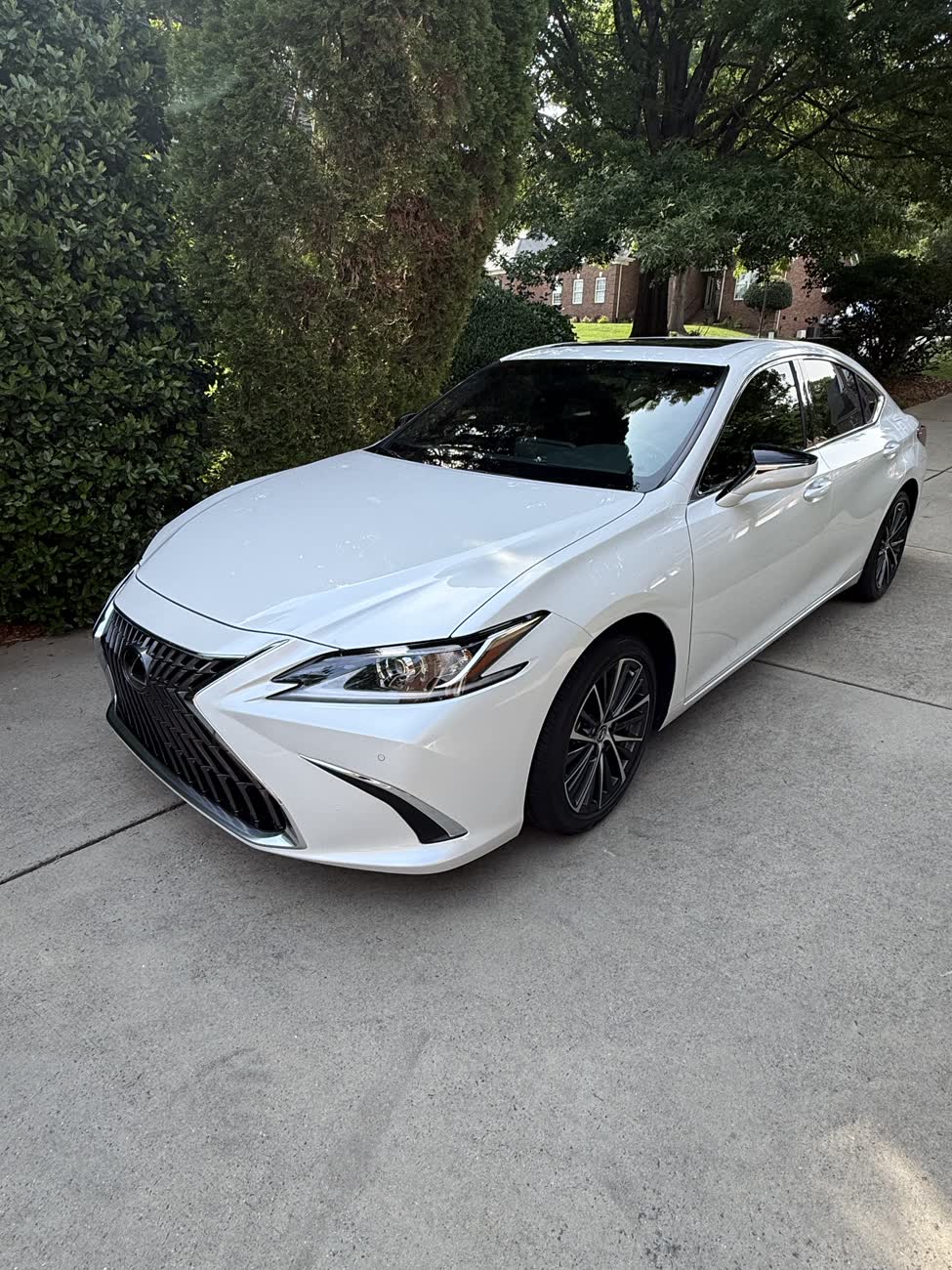 White Lexus ES with a deep gloss finish after exterior detailing