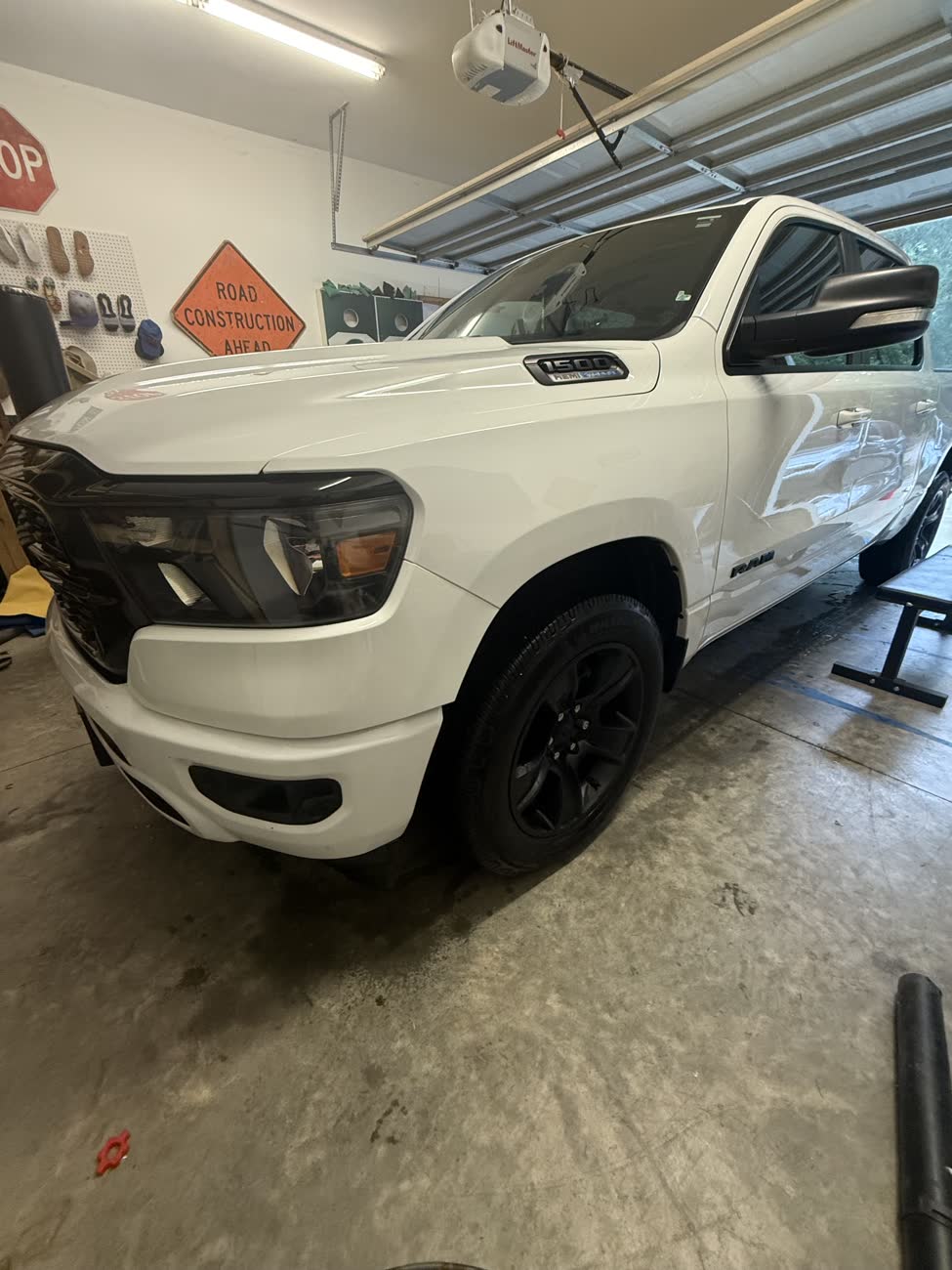 White RAM 1500 with a glossy finish after an exterior detail