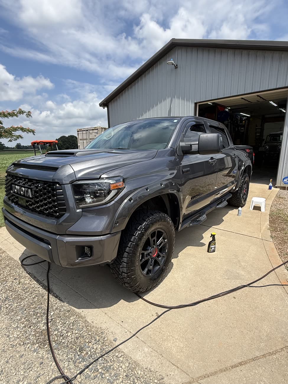 Gray Toyota Tundra TRD Pro with a glossy finish after a full exterior detail